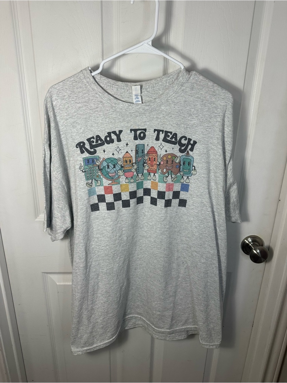 Teacher XL TShirt Lot of 5 Retro Floral Love Gray Blue Oatmeal